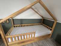 Drewniane lozeczko 90 x200 z materacem domek