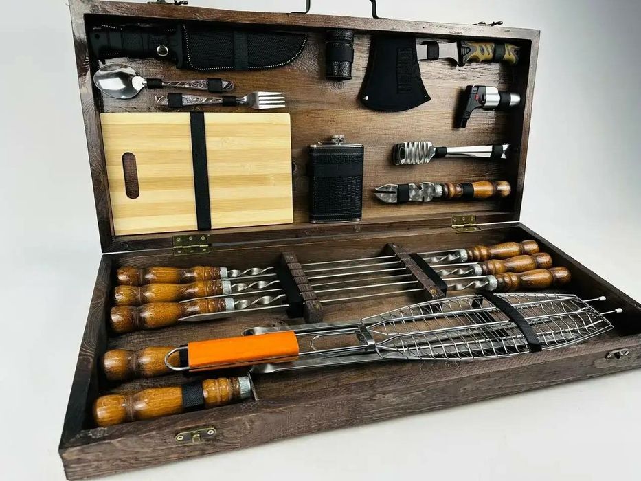 Подарочный набор шампуров в кейсе мужу мужчине куму на день рождения