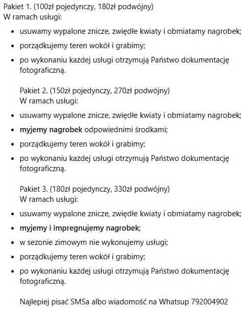 Sprzątanie, Mycie, IMmpregnacja NAGROBKÓW. Namysłów, Kępno, Oleśnica