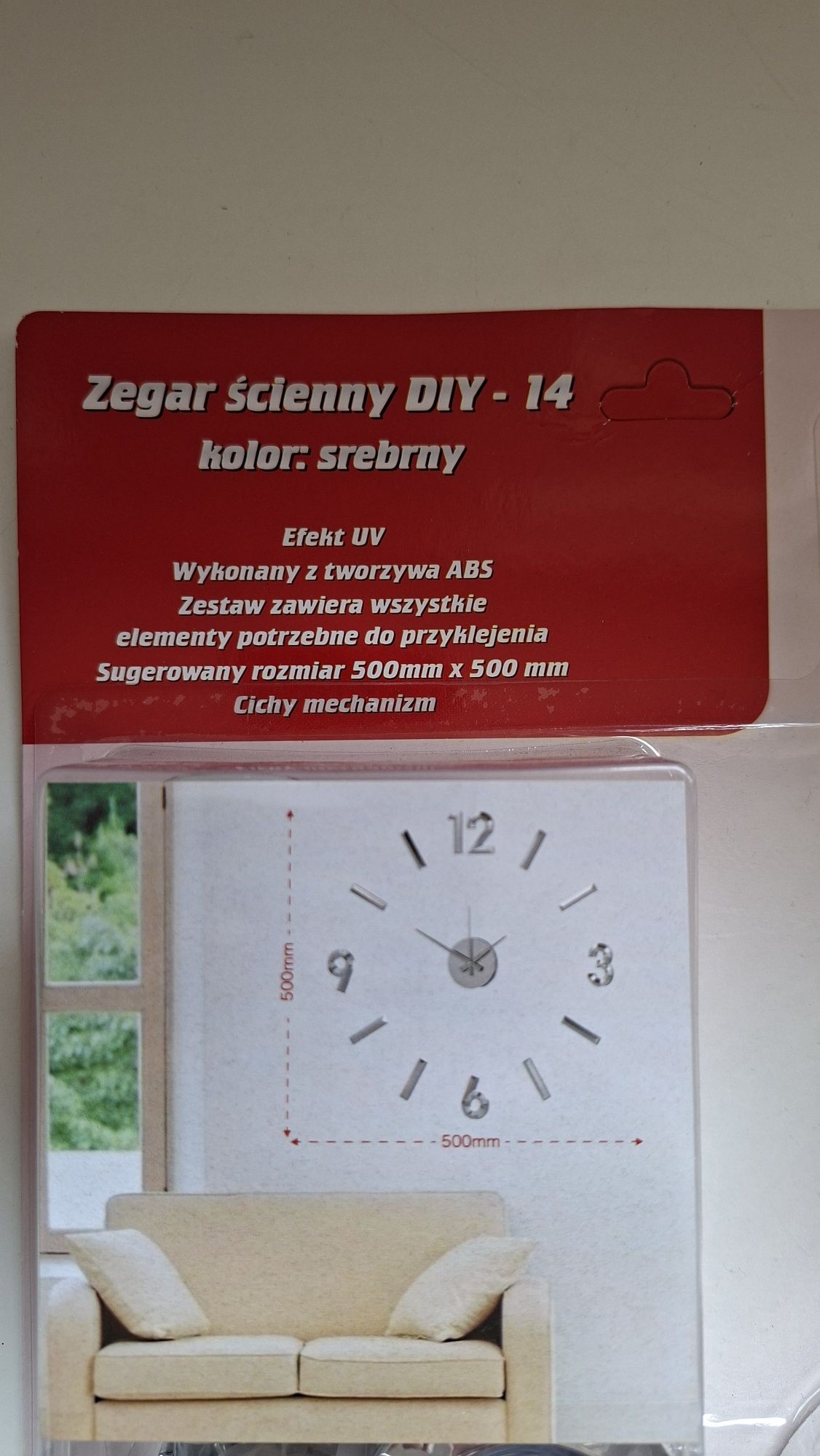 Zegar ścienny DIY srebrny