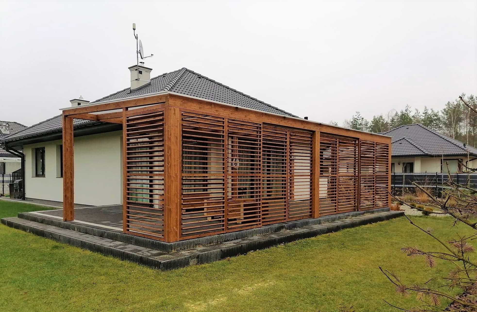 Drewniane Zadaszenie Tarasu Pergola Carport Ruchome deseczki Piaseczno
