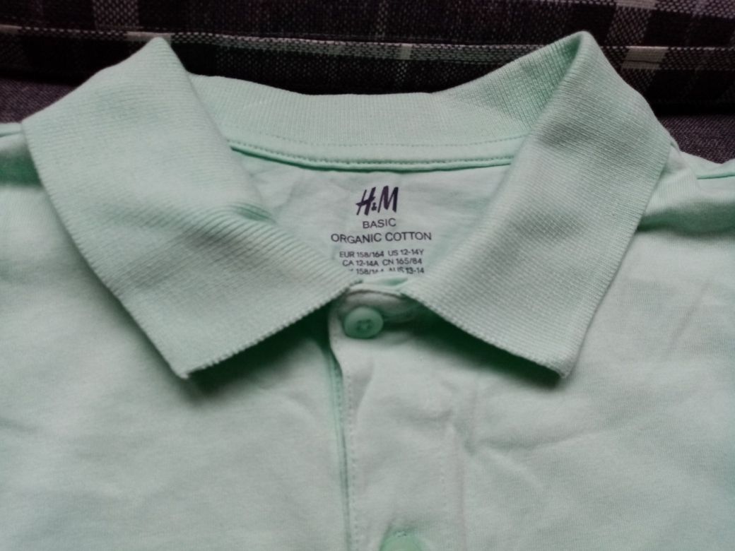 H&M miętowa koszulka polo r. 164