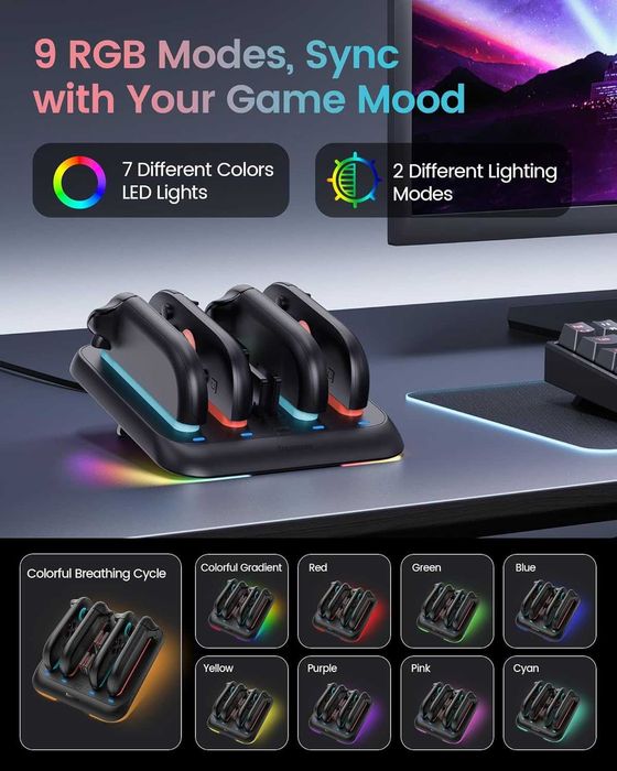 TRANSNOVO Stacja Ładująca do Nintendo Switch 2 z RGB