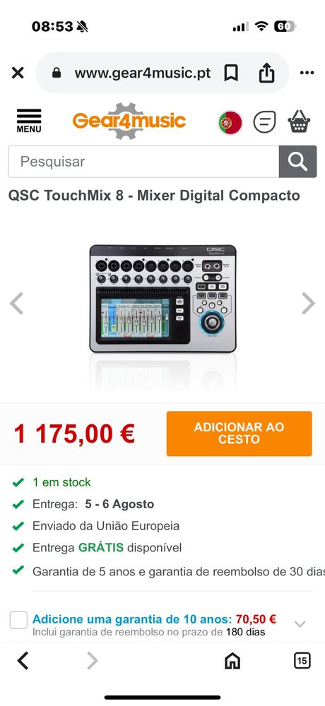 QSC TouchMix 8 Digital + case de transporte original