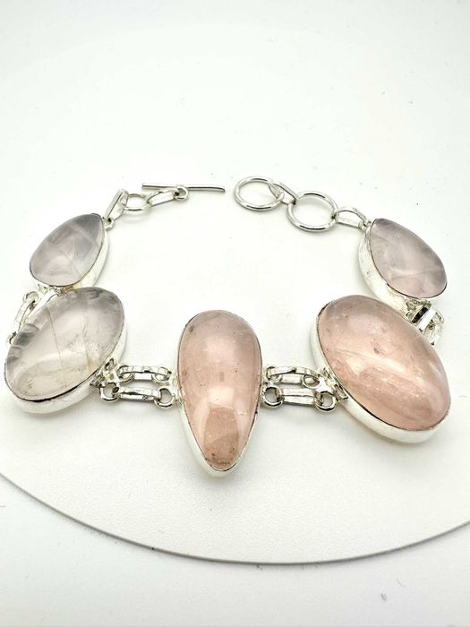bransoletka  z kamieniami naturalnymi
kwarc różowy Próba 925