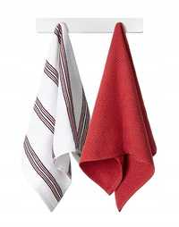 Ręcznik kuchenny 38x63 czerwony biały pasy 2 szt.