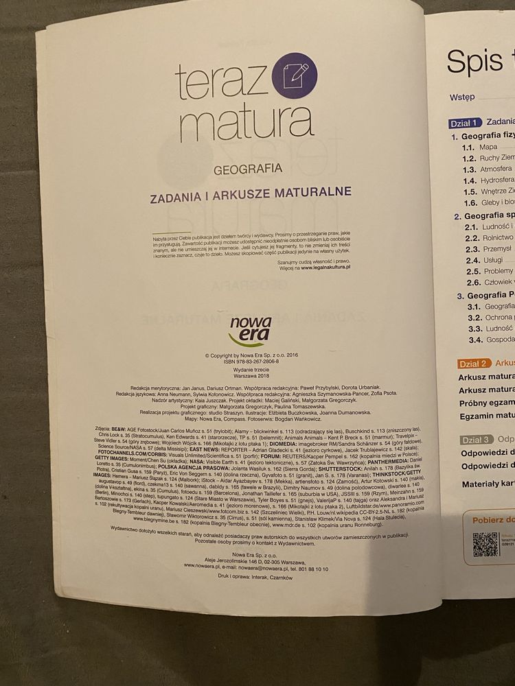 książka teraz matura geografia zadania i arkusze maturalne