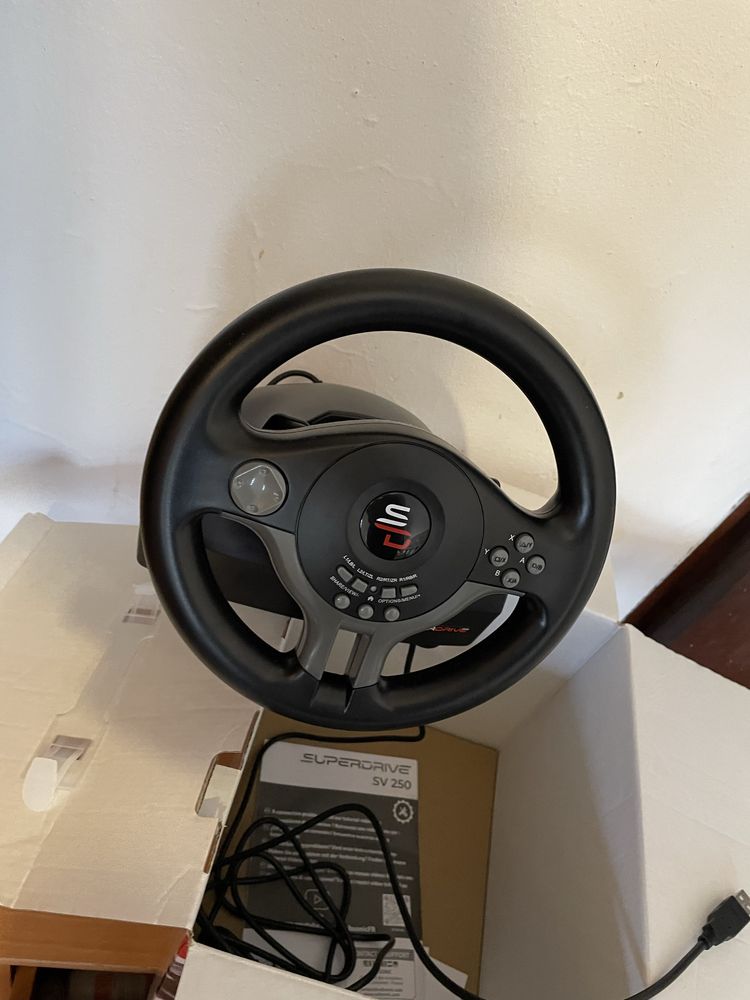 Racing steering wheel with pedals and shift paddles for Nintendo