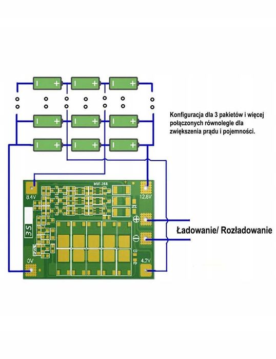 Moduł ładowarka BMS 3S 60A Li-Ion  12.6V z balanserem