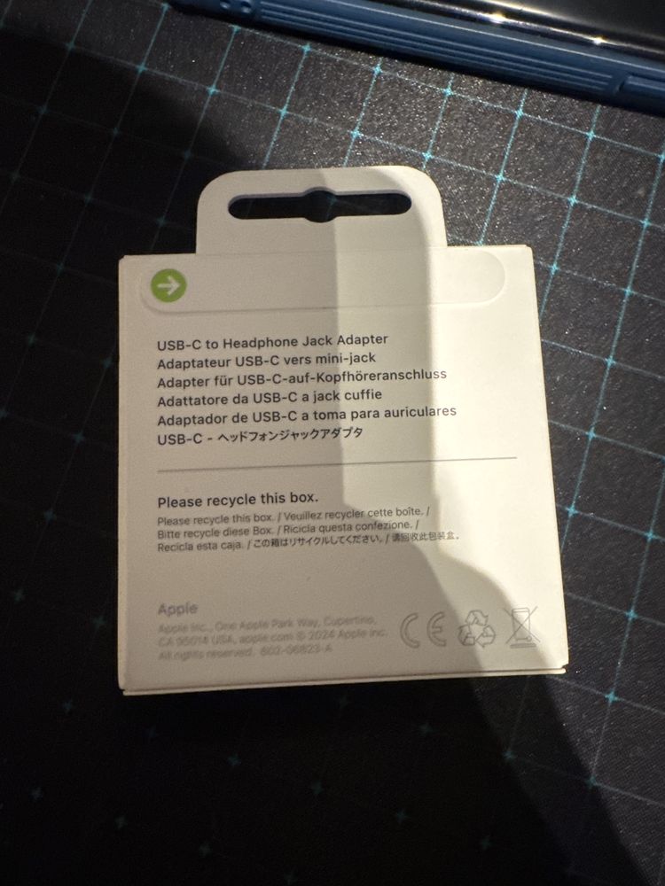Adapter USB-C - Jack. Oryginał APPLE. Nowy. USB słuchawki