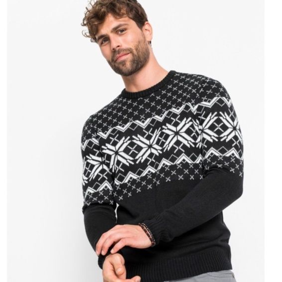 bonprix sweter pullover męski z norweskim wzorem 44/46