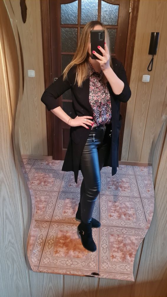 Długi kardigan narzutka czarna H&M M