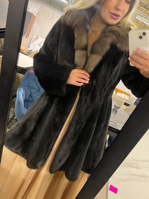 SALE-60 %. Шикарная норка блэкглама с баргузинским соболем