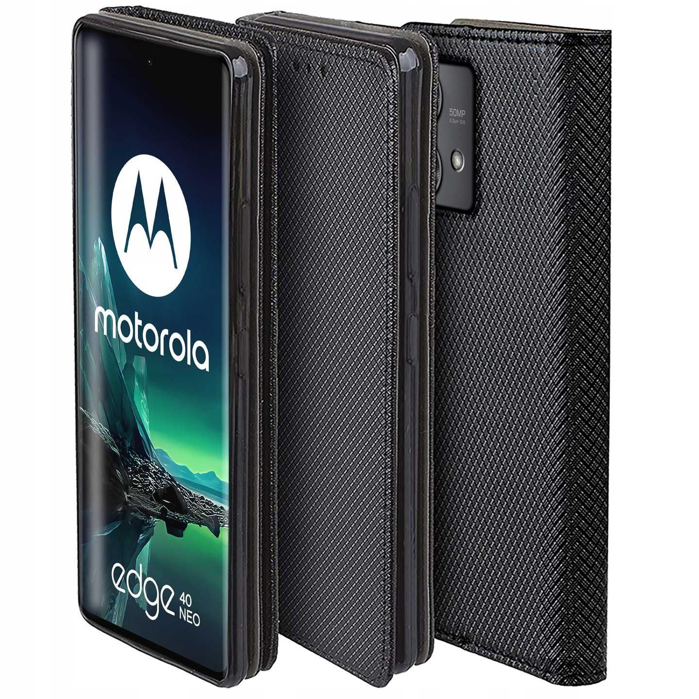 Etui Smart Magnet do Motorola Edge 40 Neo + Szkło Hartowane