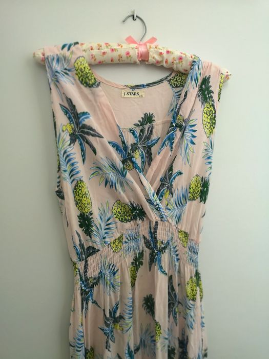 Sukienka damska letnia l-xl 40-42 długa maxi na grubych ramiączkach ró