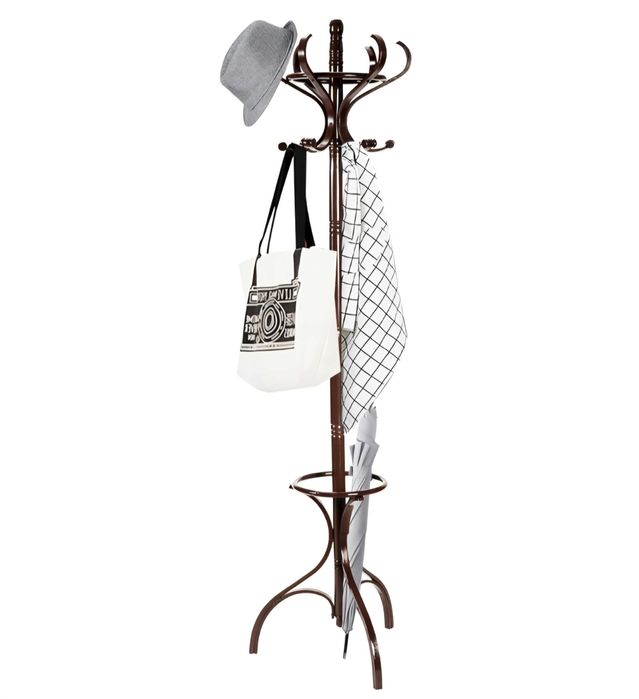 Drewniany obrotowy wieszak stojak na parasole 12 haczyków 182 cm