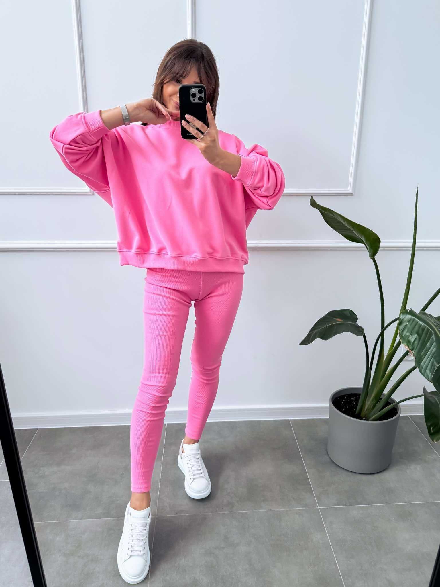Bawełniana bluza LENOSHKA damska oversize barbie - Polska produkcja