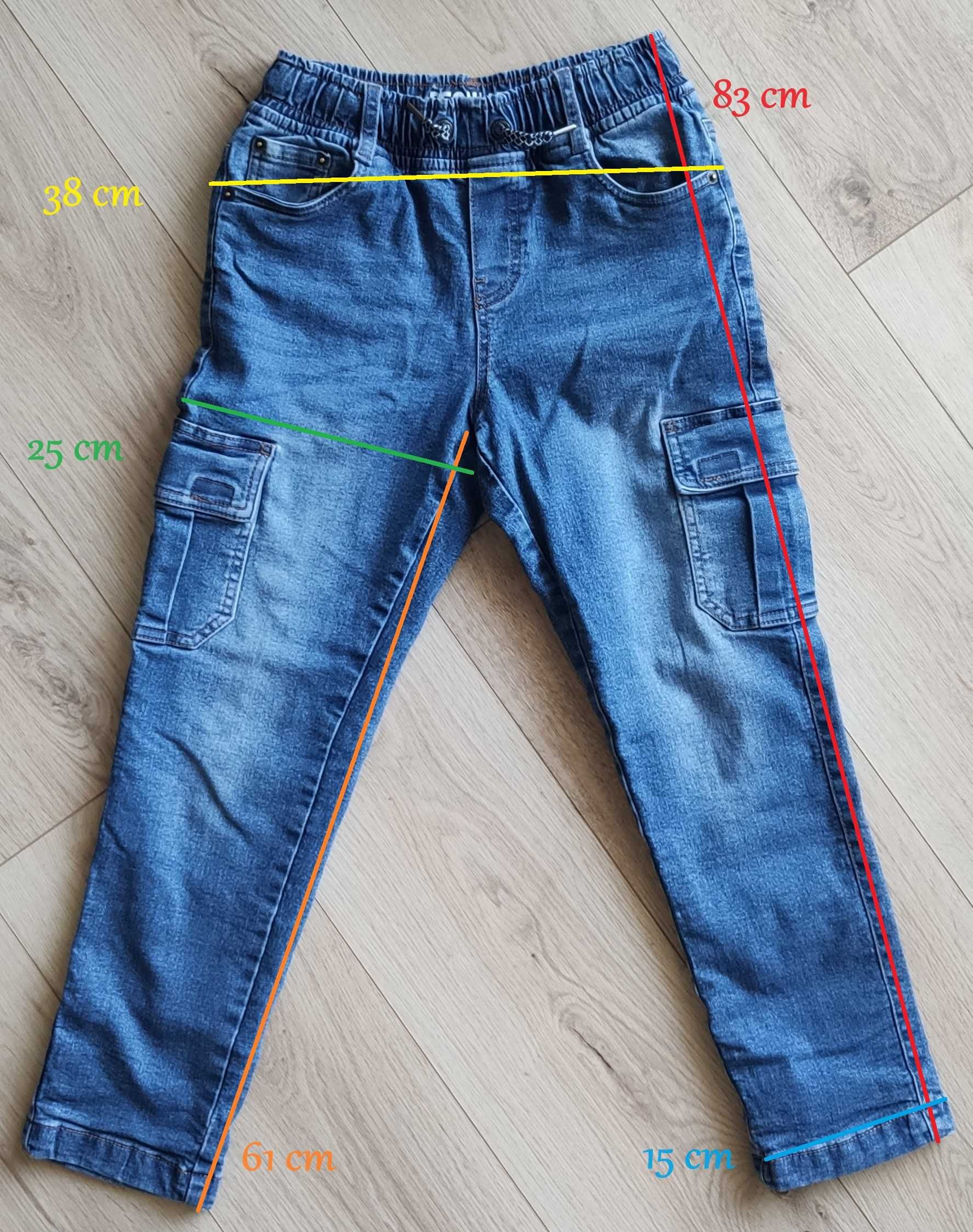 SMYK spodnie ocieplane r.146 podwójne spodnie JEANS bojówki