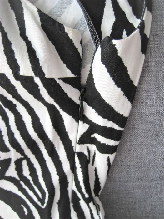 elegancka sukienka damska zebra czarno biała 38 40