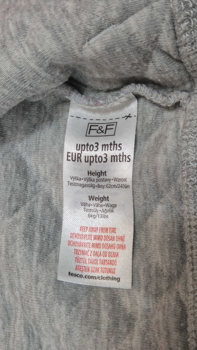 034 T bluza nr 6 szara f&f pikowana 62 chłopiec