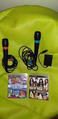 Microfones para cantar + 2 jogos sing hit para playstation 3 / ps3