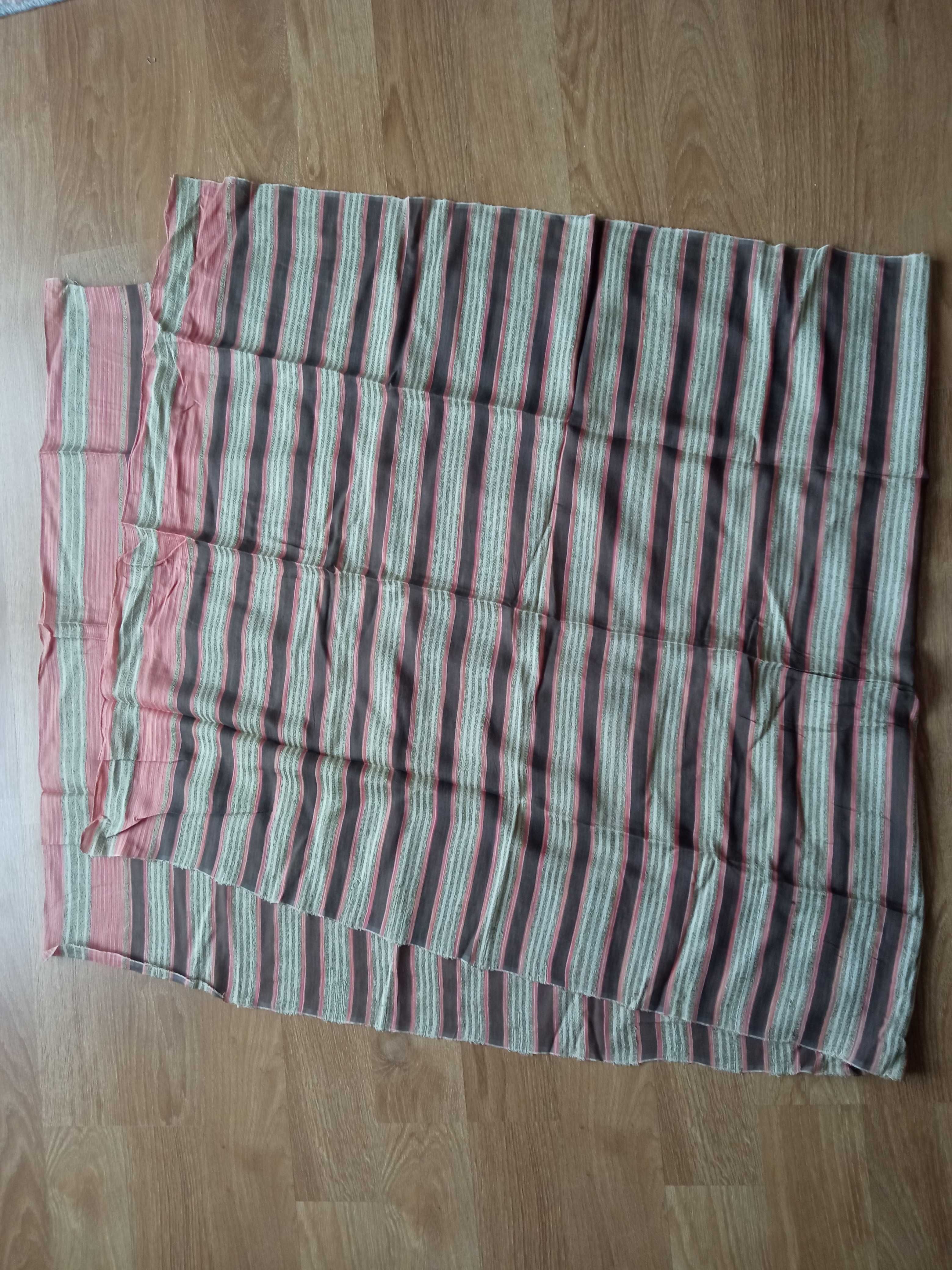 Duża chusta szal oversize w paski różowo brązowy 80 x 180 cm