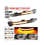 Piscas dinâmicos retrovisor Vw Golf 7 e 7.5 semi fumada e cristal