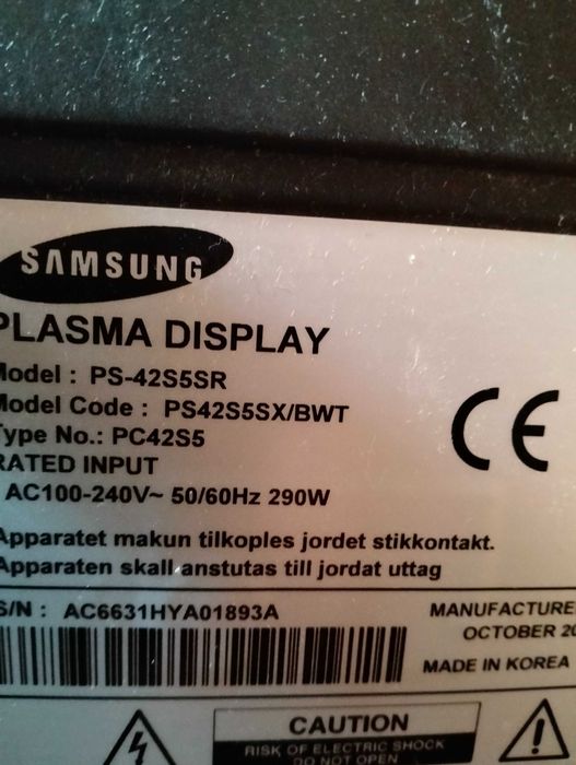 SAMSUNG  42 " , плазма.