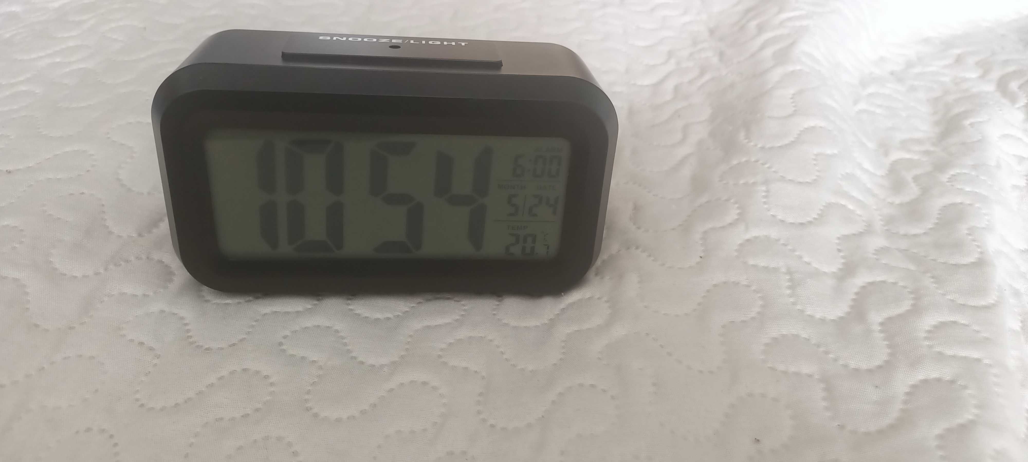Zegar budzik elektroniczny LED cyfrowy, termometr