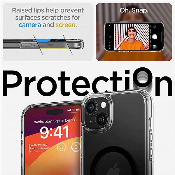Etui Spigen Ultra Hybrid S MagSafe z podstawką do iPhone 15 Plus - cza