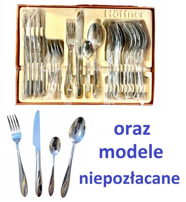 HOFFNER Sztućce pozłacane do ZMYWARKI,komplet sztućców 18/10 na 6 osób