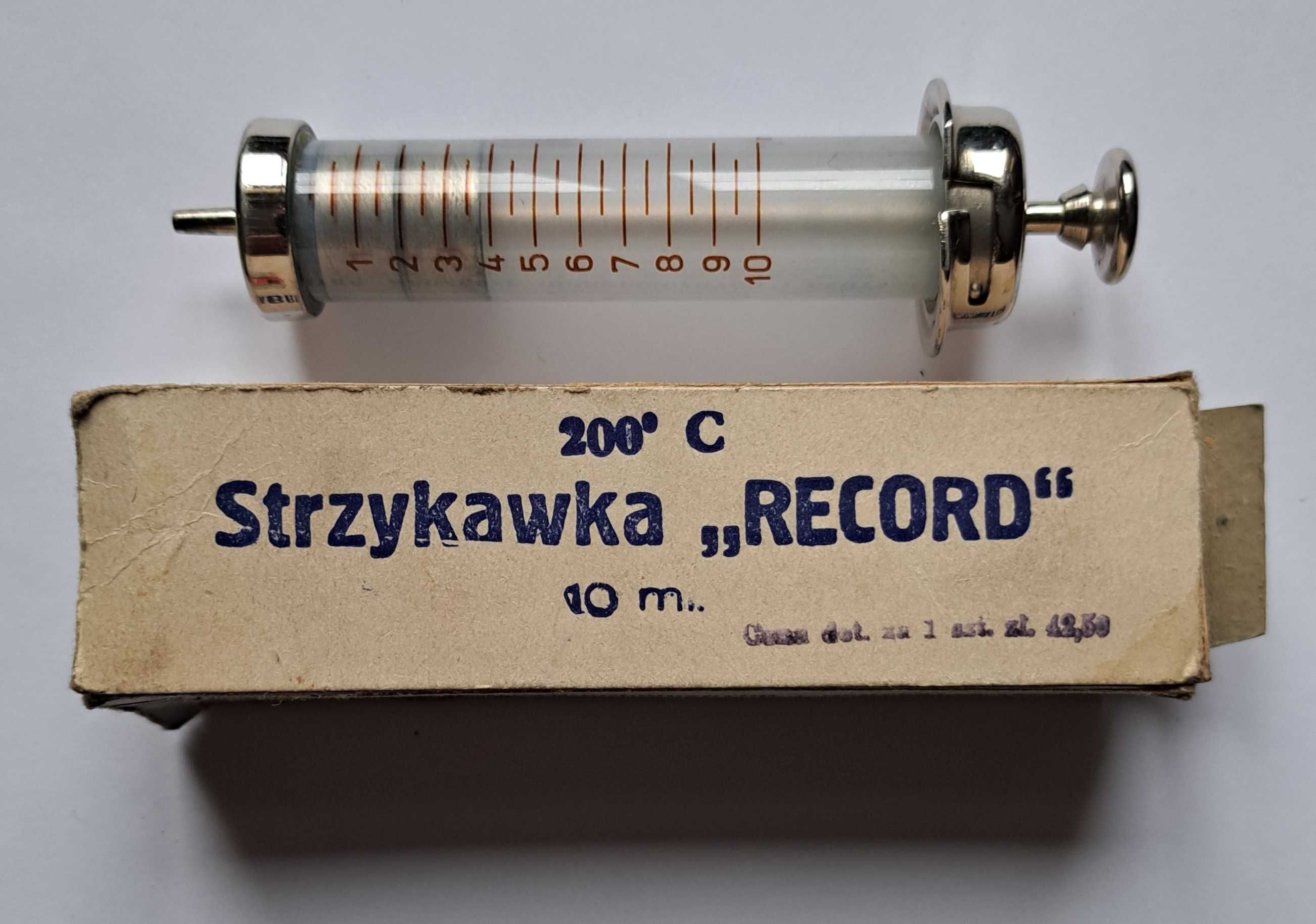 Kolekcjonerska strzykawka Record + igły – PRL -1965 r