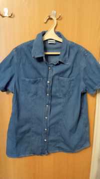 Джинсовая женская рубашка с коротким рукавом р 20 UK