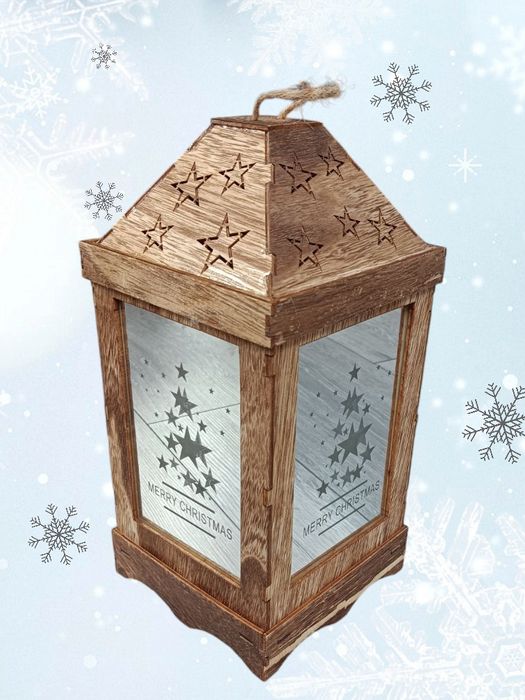 Drewniany lampion led