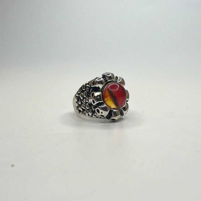 Sygnet pierścionek obrączka ring kolorowe oko srebrny