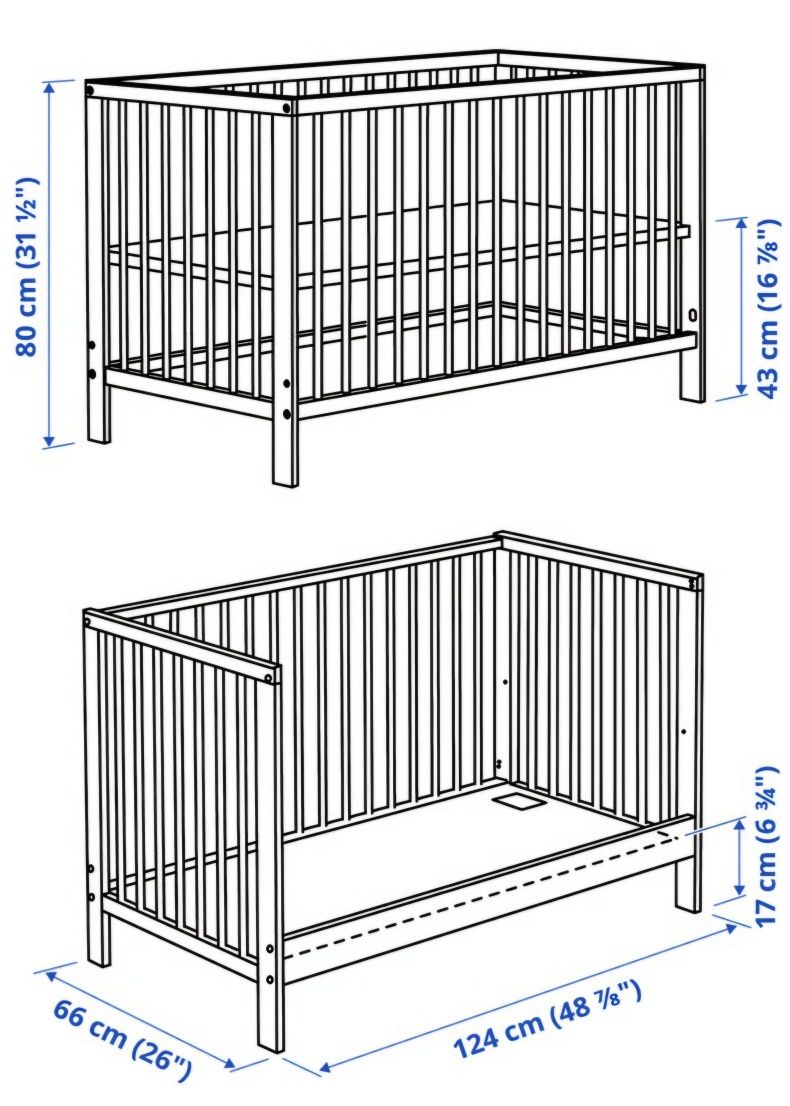Berço bebé - Ikea Gulliver - branco - 60x120 cm - excelente estado.