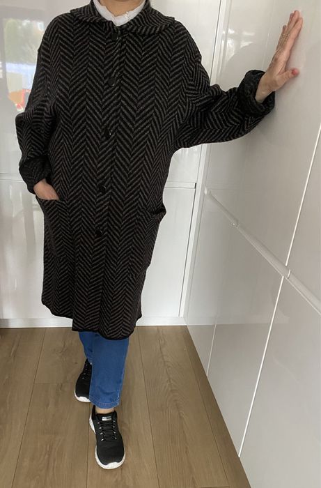 Płaszcz wełniany kardigan sweter 46/48