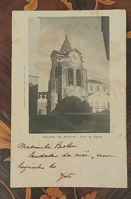 Bilhete Postal Caldas da Rainha "Torre da Igreja" c/ Selo dos CTT 1903