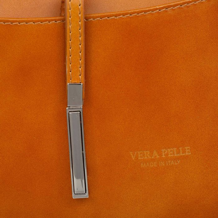 VERA PELLE torebka skórzana listonoszka z paskiem V159 c.brązowa