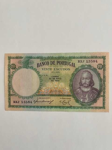 Nota 20 escudos 1954 - Chapa 6 - Como nova