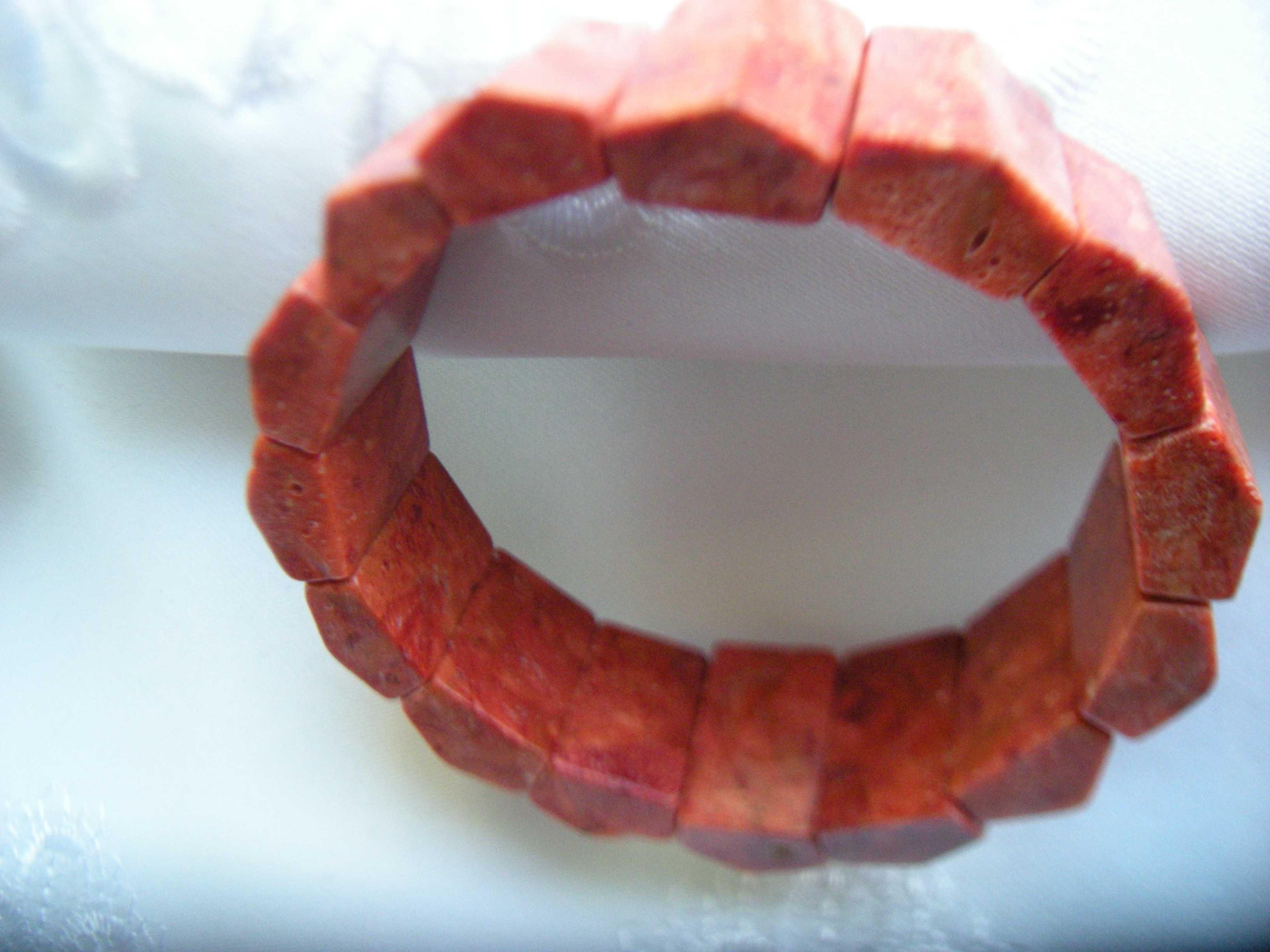 bransoletka damska 17cm koral czerwony szeroka 18mm
