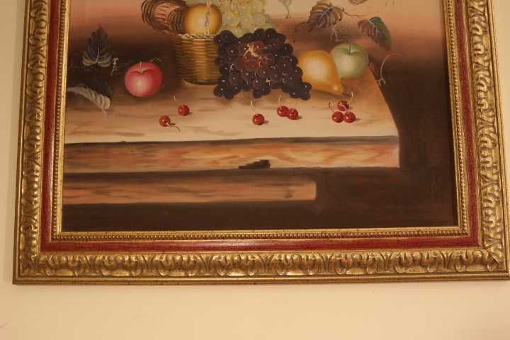 Pintura a óleo original de Robert Cox (1934 a 2001) Cesta de Fruta