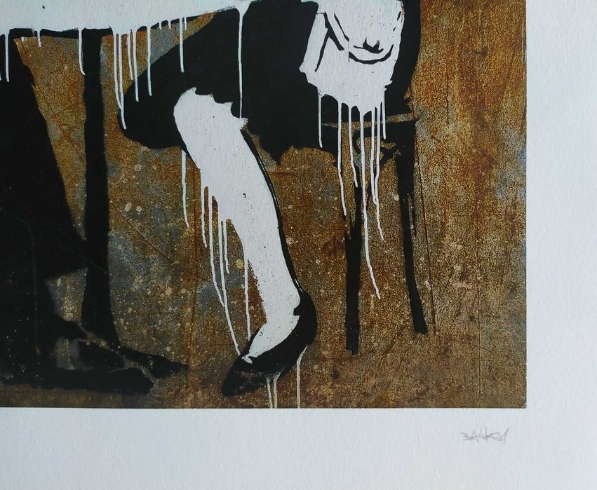 Banksy reprodukcja grafika "Think Tank" certyfikat