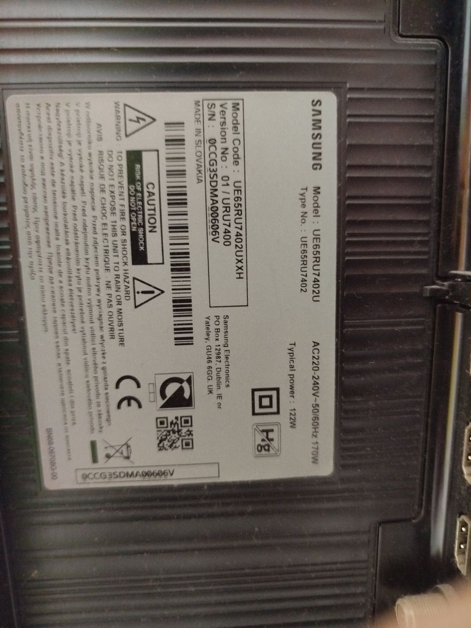 Телевизор Samsung модель UE65RU7402UXXH на запчасти диагональ 65