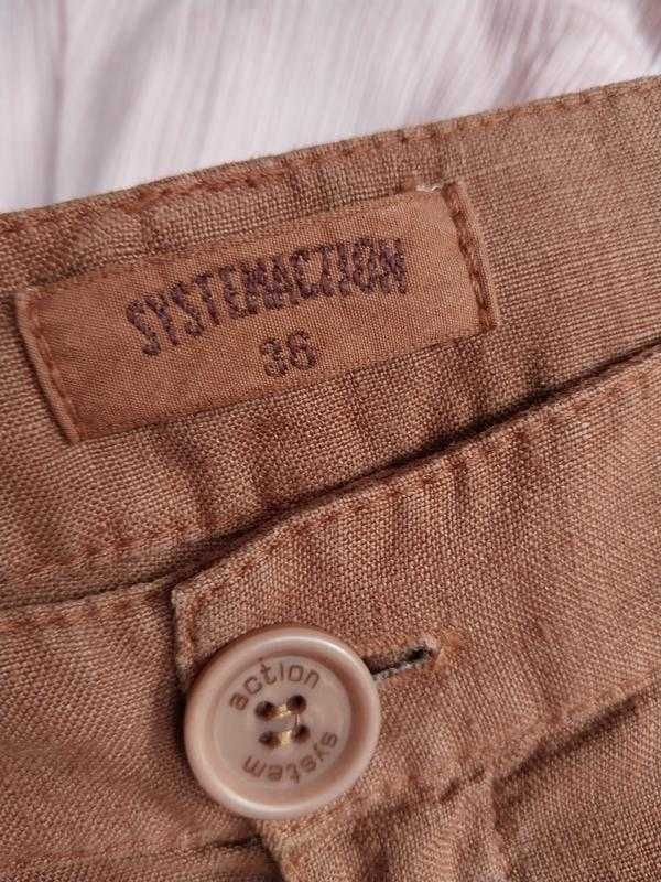 Жіночі лляні штани systemaction xs 42р., коричневі, льон