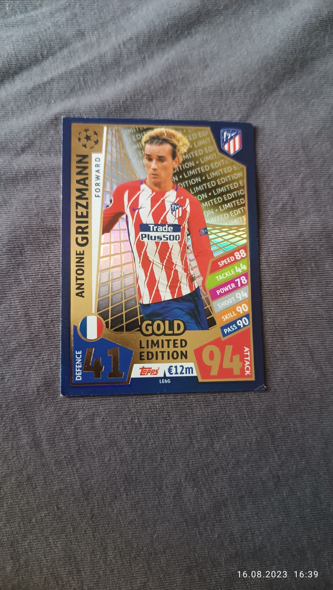 Karta limited edition gold match attax 2017 Topps 2018 Griezmann