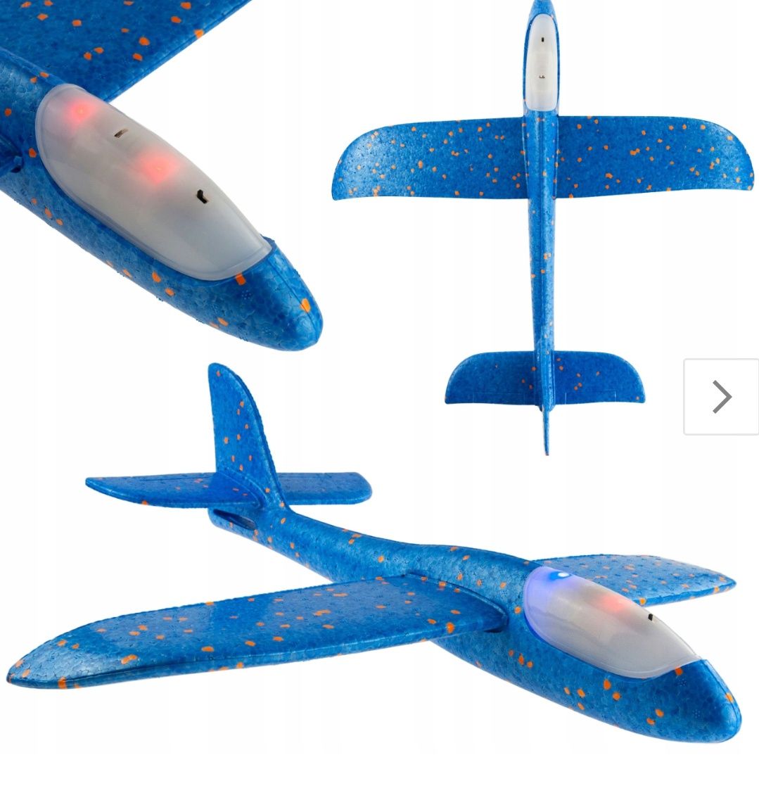 Samolot styropianowy szybowiec duży 46cm RZUTKA led świecący new