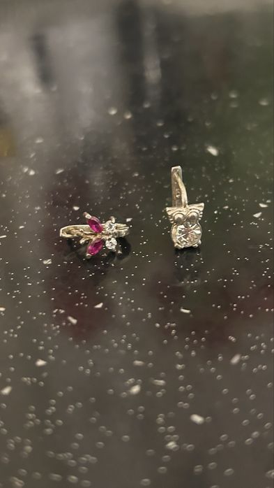 Kolczyk srebrny sowa i motylek