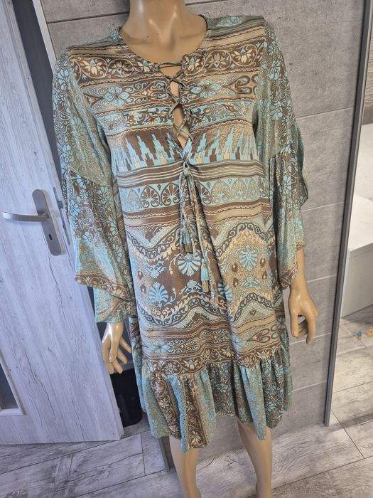 Przepiękna jedwabna sukienka z wiskozą Flex Moda indyjska