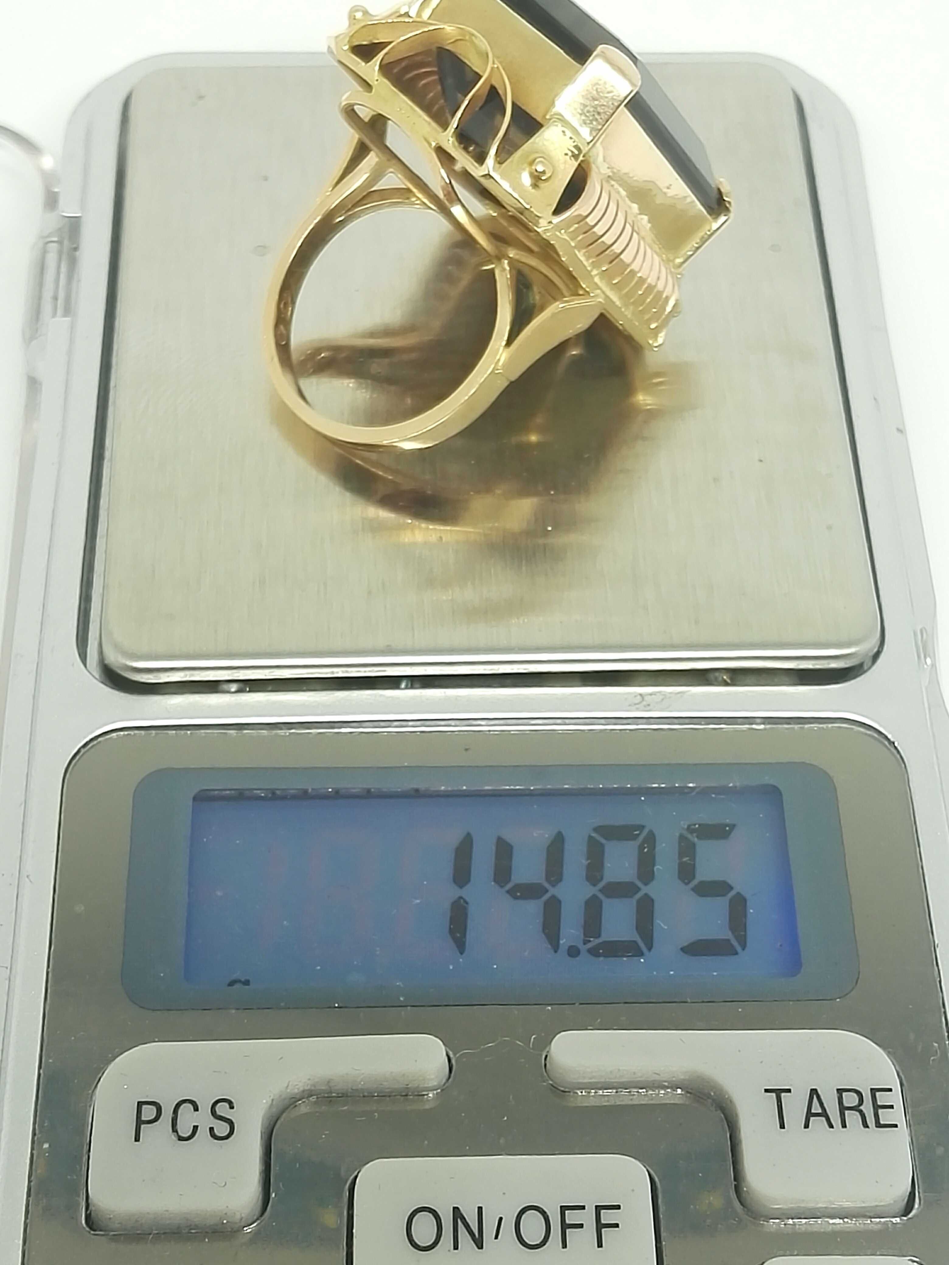 Lombardowski. Stary złoty pierścionek pr.585 14,85g rozm.14,5